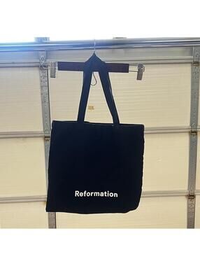 Reformation Canvas Tote Bag Black White Logo Eco Everyday Shopper Bag 14x14
